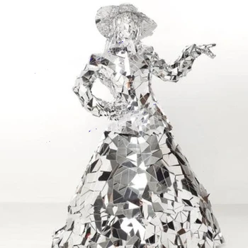sudraba spoguli Telpas kāzu tērpu nākotnes līgava kleita cosplay skatuves šovs valkā