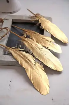 Vairumtirdzniecības Tuvās Zelta Dabas Zoss Feathers15-18 cm Kāzu Rokdarbi Rotaslietu izgatavošana zelta Spalviņas Amatniecības Apdare