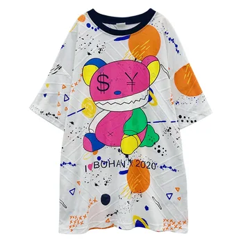 Jaunā korejiešu Stilā, Meitenes Drēbes Drukāšanas Karikatūra pusgarās Rotaļlieta Brīvs T-krekls Meitenēm Modes Māte un Meita Drēbes