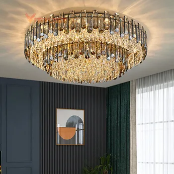 Mūsdienu Kristāla Griestu lampas LED K9 Kristāla Lampas Apaļas Zelta Lustra Dzīvojamā Istabā, Ēdamistabas, Guļamistabas LED Apgaismes Ķermeņu Veikals