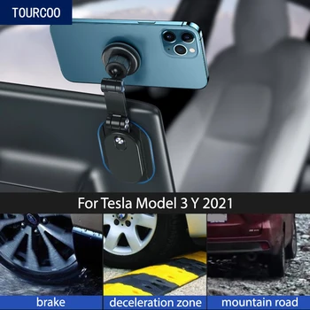 Par Tesla Model 3 Y Ir 2021. Ekrāna Regulējamas Slēptās Tālruņa Turētāju Stāv Monitors, Auto Salona Apdari Piederumi