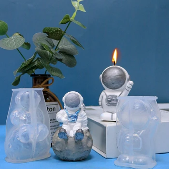 3D Silikona Astronauts Formas Svece Pelējuma Mīksta, Viegli Demould Mēness Cilvēka Ķermeņa Pelējuma, Ziepēm Sveķi, Šokolādes, Ledus Kubiņu Pelējuma Mājas Dekoru