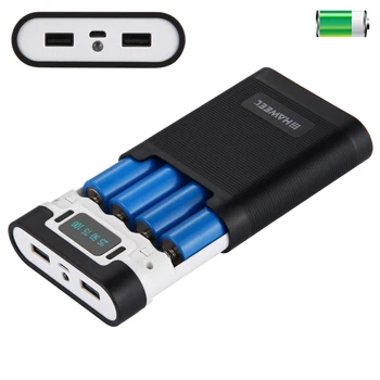 DIY 4 x 18650 Akumulatora korpusa Portable Power Bank Shell Box 2 USB Izejas & Displejs priekš iPhone / Galaxy Bez Akumulatora