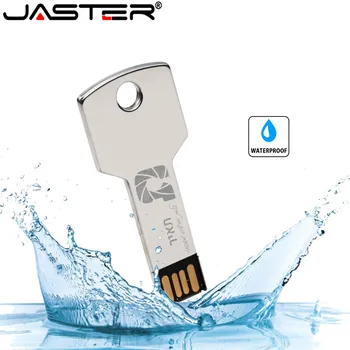 JASTER USB 2.0 Flash Diski 64GB Zelta ūdensnecaurlaidīgs taustiņu Pen Drive 32GB Pendrive 16GB Memory Stick 8GB Skulptūru Ārējās Glabāšanas