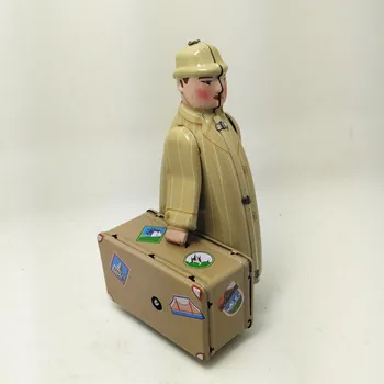 [Smieklīgi] Pieaugušo Kolekcija Retro Vēja rotaļlieta Metāla Skārda pārvietojas ceļojumu čemodāns, cilvēks Mehāniski Uzvelkams rotaļu skaitļi modelis bērniem dāvanu