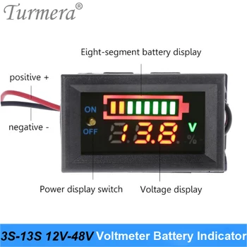 Turmera 12V 24V 36V 48V 60V Litija Lifepo4 Baterijas Indikators Voltmetrs Displejs ar Slēdzi Akumulatoru 12V Automašīnas un Skrūvgriezi