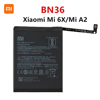 Xiao mi 100% Oriģinālā BN36 3010mAh Akumulatoru Xiaomi Mi 6X Mi6X Mi A2 MiA2 BN36 Augstas Kvalitātes Tālruņa Baterijas Nomaiņa