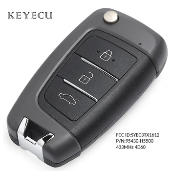 Keyecu Flip Tālvadības Auto Atslēgu Fob, 3 Pogas 433MHz 4D60 Čipu par Hyundai Akcentu 2018 2019 FCC ID: SYEC3TX1612, P/N: 95430-H5500