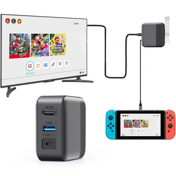 2 in 1 Ātru Lādētāju Nintendo Slēdža Konsoles Video Converter Portatīvo par HDMI-saderīgam TELEVIZORAM Nomaiņa Uzlādes Doks