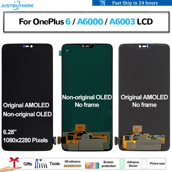 Sākotnējā AMOLED Par OnePlus 6 A6000 A6003 Pantalla lcd Displejs ar skārienjūtīgu Ekrānu Digitizer Montāžas Piederumu Nomaiņa OLED