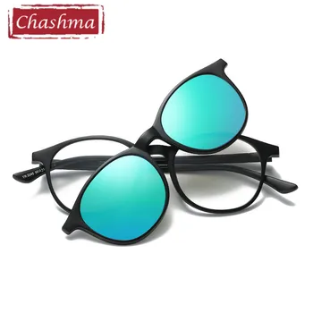 Chashma Zīmola Polarizētās Klipus TR 90 Brilles Kvalitātes Optiskā Mopia Rāmja Brilles Sieviešu Kārtas Brilles Saulesbrilles Vīriešiem