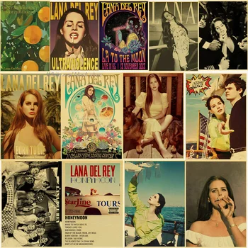 Klasiskās Lana Del Rey Dziedātāja Retro plakāta Kraft Plakāti Pasūtījuma Apdare, Telpu Joslu, Sienas Uzlīmes Attēlu