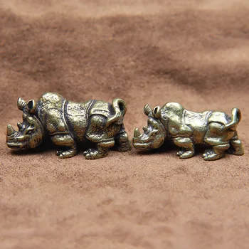 Roku Darbs Tīra Vara Gudrs Degunradžu Miniatūras Figūriņas Cietā Vintage Brass Rhino Rotas, Tējas Mājdzīvnieki Darbvirsmas Rotājumi Kuģiem