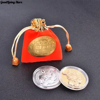Ķīniešu Zodiaka Suvenīru Challenge Monētas Mēness Kalendāru Kolekcija Mākslas, Amatniecības Dāvanu 2023 Gadu, Trušu Piemiņas Monētu