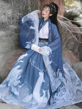 Sākotnējā Hanfu 3Pcs Seno Ķīniešu Kostīms Sieviešu Apģērbu Tradicionālo Hanfu Deju Tērpi Tautas Pasaku Kleita Izlaidums