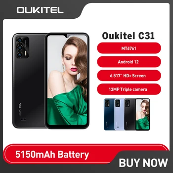 OUKITEL C31 Android 12 Mobilais 13MP Triple Atpakaļskata Kamera 6.517