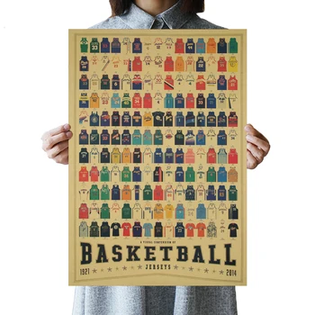 Jaunā Basketbola Jersey Vintage kraftpapīrs Retro plakātu sienas mākslas uzlīmes gleznošanas bildes Mājas dekoru bārs bezmaksas kuģis 42x30cm