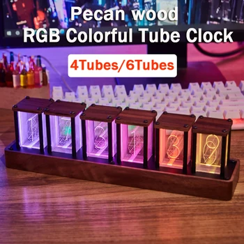 RGB Krāsains Caurules Pulkstenis DIY Galda Nixie Mirdzumu Caurules Pulkstenis Radošo Elektronisko Darbvirsmas RGB Klusums Digitālo Skatīties Apdare Dāvanu