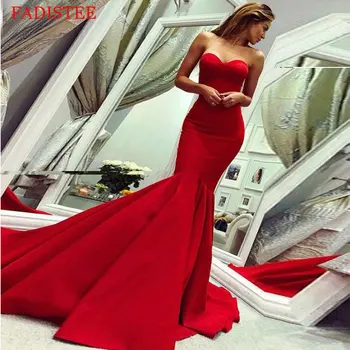 Sarkans satīna sirēna komūniju kleitas Ilgi Vakara Kleitu balli puse Drēbes De Viesībās, longue Formālu Kleita vienkārša drēbes de saviesīgs vakars