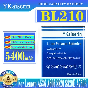 BL210 BL-210 5400mAh Akumulatoru, Lenovo A536 A606 S820 S820E A750E A770E A656 A766 A658T S650 Tālrunis Nomainīt Bateriju