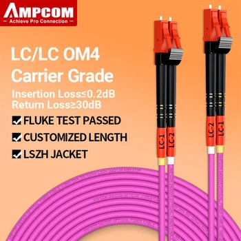AMPCOM OM4 LC, lai LC UPC Optiskās Šķiedras Patch Cable Multimodālu Duplex MMF 50/125µm 40Gbps Līkumu Nejutīgs 2.0 mm Fiber Optisko Kabeli