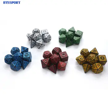 Polyhedral Kauliņu Komplekts Krāsas Numuri, Lai DND RPG Galda Spēles Cirsts Modelis Kauliņu Komplekts