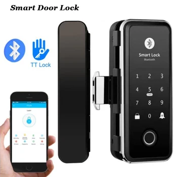 Bluetooth Durvju slēdzenes, Wifi, Elektroniskās Durvju slēdzenes TTLOCK Digitālo pirkstu Nospiedumu Slēdzene Vienu Reizi Kodu Bīdāmās Stikla Bloķēšanas Šūpoles, Koka Durvis