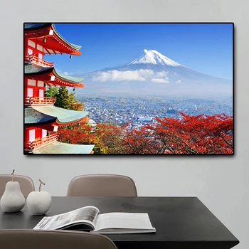 Japānas Ainavu Mount Fuji Audekla Gleznas Sniega Kalnu Ainavu Plakāti un PrintWall Mākslas Ainu, Mājas Dekoru Cuadros