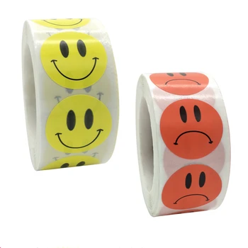 Smiley Sejas Uzlīmes, 500 Gab./rullis Bērni Atlīdzību, Uzlīmes, Dzelteni Punkti Etiķetes Laimīgu Smaidu Sejā Uzlīmes Bērniem Rotaļlietas