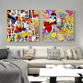 Disney Anime Multfilmu Kanvas Glezna Donald Duck Plakātu Grafiti Plakātu un Modernas Apdrukas Sienas Art Attēlus Telpu Dekorēšana