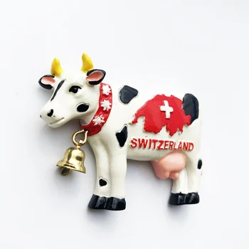 Šveice radošais tūrisms piemiņas dekoratīvās stereo bell govs dāvanu sveķu krāsotas ledusskapis magnēti