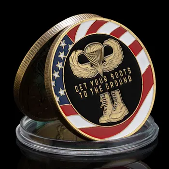 Amerikas savienotās Valstis 82nd Airborne Division kolekcijas suvenīrmonēta Bronzas Pārklājumu Monētu Iegūt Jūsu Zābaki Uz Zemes Kolekcionējamus Challenge Monētas