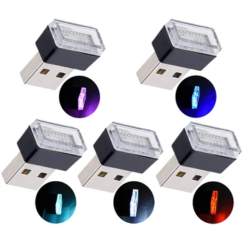 1 GAB. Mini USB LED Spuldzes, Auto Interjers, Atmosfēra, Lampa Nakts Dekoratīvā Apgaismojuma Balta, Zila, Sarkana, Rozā Ledus Zila