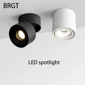 BRGT LED Spot Gaismas, Virsmas Montēta Griestu Lampa 5W7W12W Downlight Foco Salokāms Dziesmu Gaismu Virtuvē, Veikala Telpu Apgaismojums