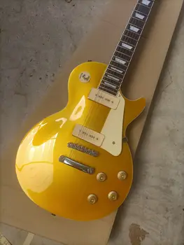 bezmaksas piegāde viens gabals galvas zelta top modelis Standarts ģitāru pielāgotu veikals elektriskā ģitāra, Sarkankoks ķermeņa labāko kvalitāti, P90 ģitāra
