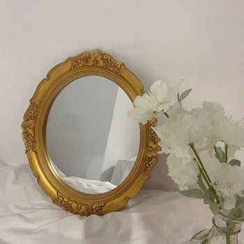 Luksusa Mājas Guļamistaba Homestay Apdare Ziemeļvalstu Reljefs Karājas Spogulis Vintage Zelta Aplauzums Spogulis Eiropas Stils