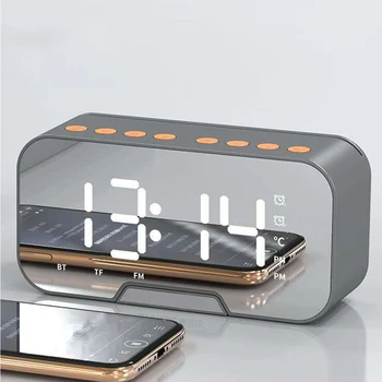 Smart Digital Modinātājs Daudzfunkciju Mūzikas Atskaņotājs, Bluetooth saderīgu Balss Zvanu FM Radio Temperatūra Spogulis Galda Pulkstenis