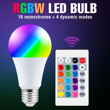Aptumšojami LED Lampas RGB+RGBW Smart Spuldzes E27 INFRASARKANO staru Tālvadības pults Lampas Spuldze 5W 10 W, 15 W Mainīt Krāsu Grupa Bārs Gaismas 220V Ampoule