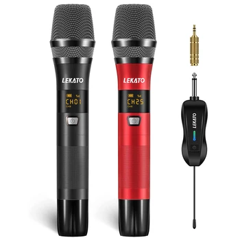 Lekato 25 Kanāliem, Bezvadu Mikrofonu Sistēma Uzlādējams Dual Bezvadu Mikrofonu Bezvadu Dziedāšanas Mikrofons priekš Karaoke Kāzu