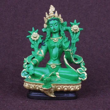 Zaļā Tara, Tantriskā statujas, sveķu nelielas statujas, budas statuja, budisms, budistu, attēls, statuetes, par 13.5 CM augstums~
