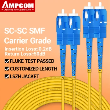 AMPCOM SC SC UPC Optiskās Šķiedras Patch Cable Singlemode Duplex SMF 9/125µm Viena Režīma Līkumu Nejutīgs 2.0 mm Fiber Optisko Kabeli