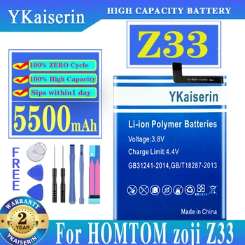 YKaiserin Akumulatora 5500mAh zoji Z33 Akumulatoru HOMTOM ZOJI Z33 Smart Tālrunis Baterijas Viedtālrunis IP68 Ūdensnecaurlaidīga MT6739