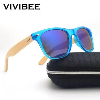 VIVIBEE Labākajiem Dabas UV400 Retro Nekustamā Bambusa Pārredzamu Vīriešu Saulesbrilles Sieviete Koka Klasiskā Dizaina, Saules Brilles Toņos