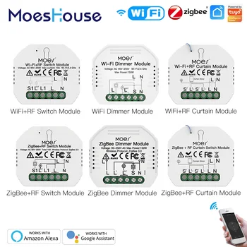 MoesHouse Smart ZigBee WiFi Slēdzis Modulis Reostats, Aizkaru Maiņa Smart Dzīves App Tālvadības Alexa, Google Home Balss Vadība