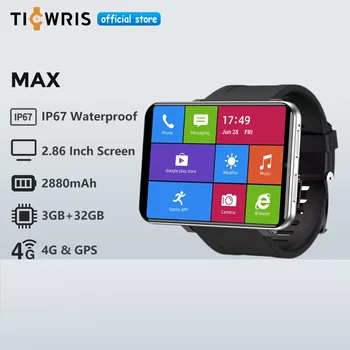 Sākotnējā TICWRIS MAX 4G Android Smartwatch 32GB 8MP Kamera 2880mAh Akumulatora 2.86