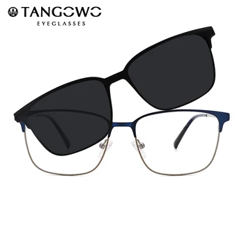 TANGOWO Vīrietis Sieviete Magnēts Saulesbrilles Metāla Polarizētas Optiskās Briļļu ietvaru Modes Vintage Tuvredzība Recepšu Brilles DP33110