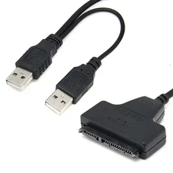 Jauns USB 2.0 uz 2.5 collas 22 7+15 Serial ATA SATA 2.0 HDD/SSD TAT USB Adapteri un Pārveidotāju TAT USB Kabeļa Adapteris ssd 젠더