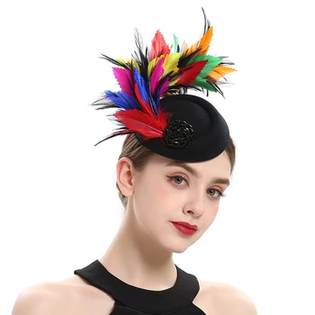 Tēja Puse Fascinator Cepures Sievietēm, Kentucky Derby Cepuri Fascinator Matu Klipu Pillbox Cepuri Spalvu Fascinator Galvas stīpa