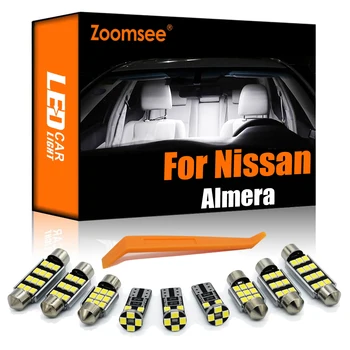 Zoomsee Interjera LED Nissan Almera N15 N16 N17 N18 B10 V10 Tino 1995-2019 2020 2021 2022 Canbus Auto Spuldzes Kartes Dome Gaismas Komplekts