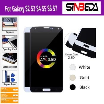 AAA Kvalitāte SAMSUNG Galaxy S7 S6 S5 S4 S3 S2 LCD Displejs, Touch Screen Super AMOLED Digitizer Montāža Remonta Daļas Bezmaksas Rīks